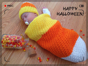 Candy Corn Halloween Costume for Infant Crochet Cocoon