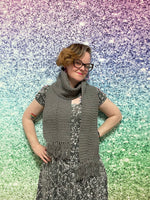 Picot Scarf & Earflap Hat with Dual Poms - Youth