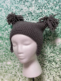 Picot Scarf & Earflap Hat with Dual Poms - Youth